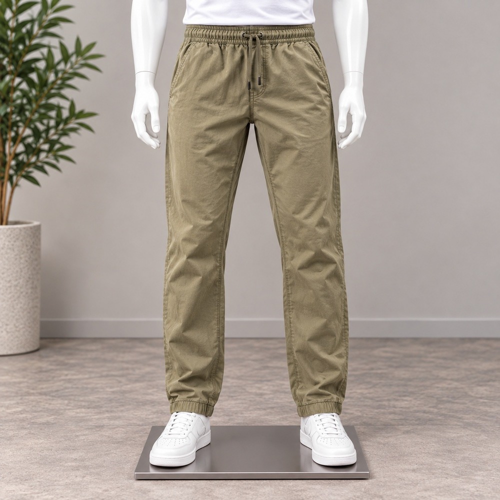 Forever 21 Jogger Pants Mens Medium Olive Green Elastic Waist Drawstring Cuffs